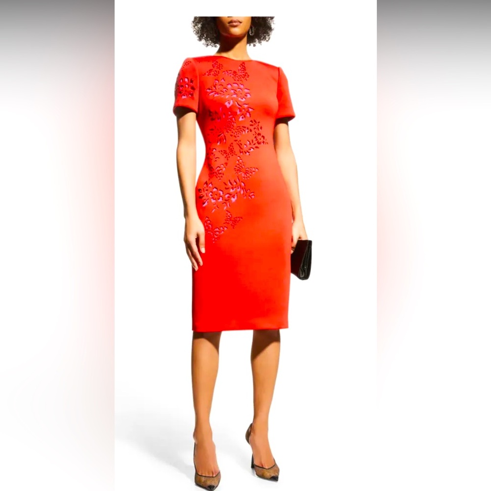 Badgley Mischka Laser Cut Neoprene Dress